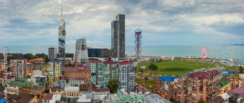 Panoramic view of Batumi, Georgia. Twilight over the old city and Downtown of Batumi - capital of Adjara, Georgia. photo