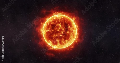 Sun surface with solar flares. 