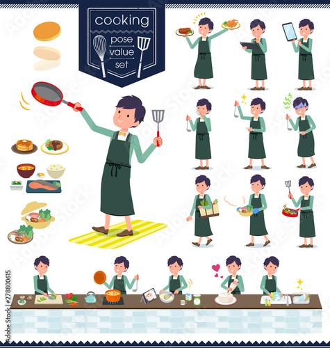 flat type green casual tuxedo men_cooking