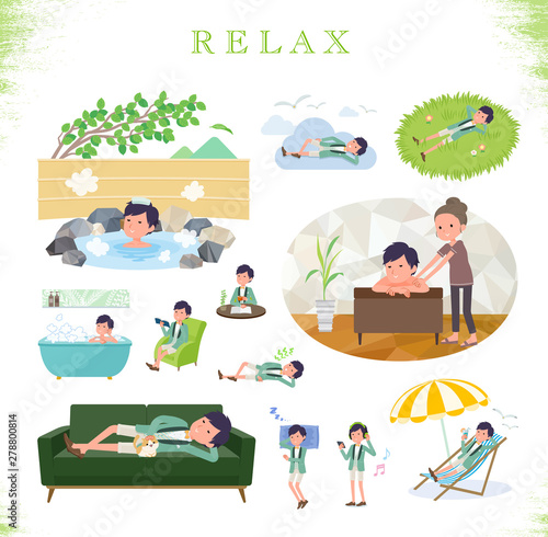 flat type green casual tuxedo men_relax