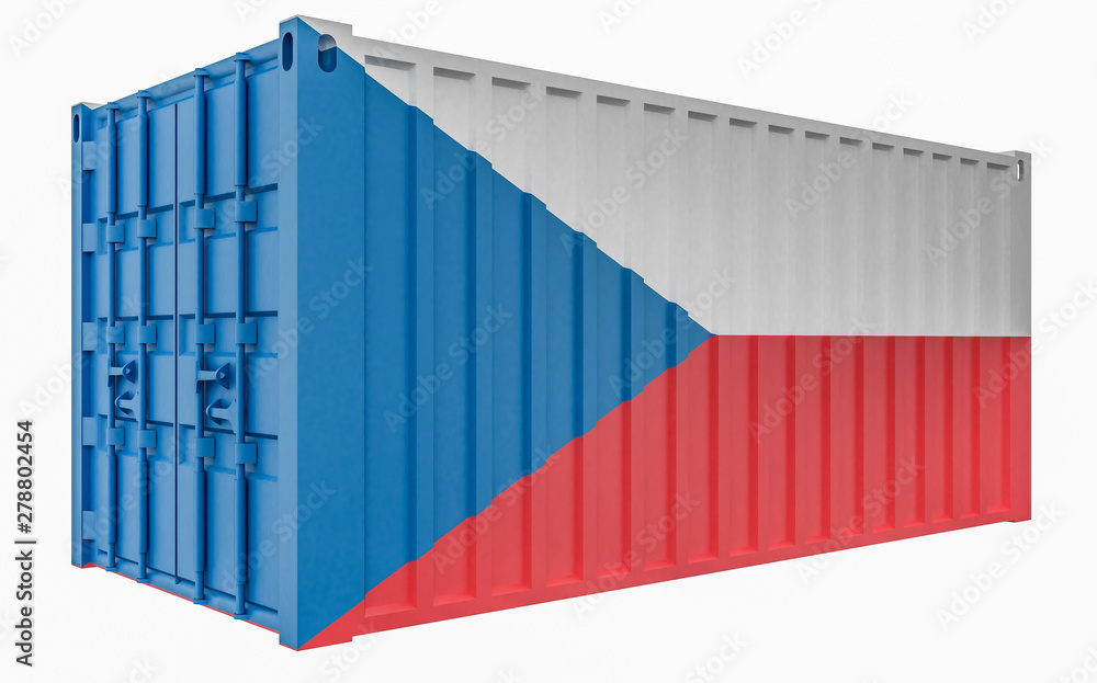 Fototapeta premium 3D Illustration of Cargo Container with Czech Republic Flag
