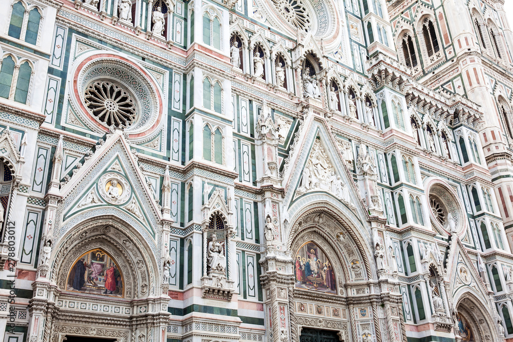 Fototapeta premium The Giotto Campanile and Florence Cathedral consecrated in 1436