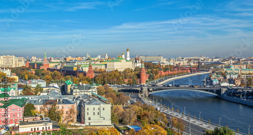 Moscow. Top view of Kremlin and Kremlin Embankment