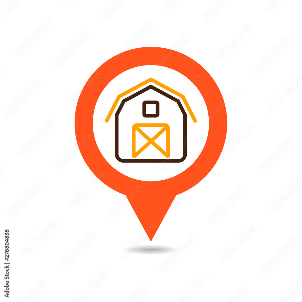 Farm barn vector pin map icon Farm barn vector pin map icon