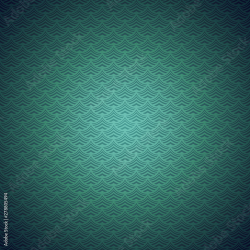Aqua abstract background of green stylized waves of sea or ocean water, with gradient coloring and darkening to the edges. Vector illustration for web banner design and printing