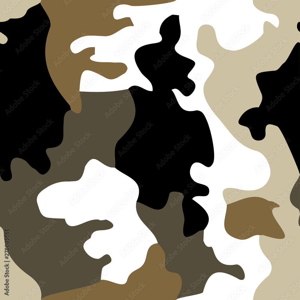 Background of soldier winter camouflaging seamless pattern. Military vector Illustration.