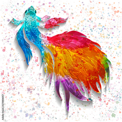 Beautiful  fish. Hand drawn doodle element. Vector illustration.