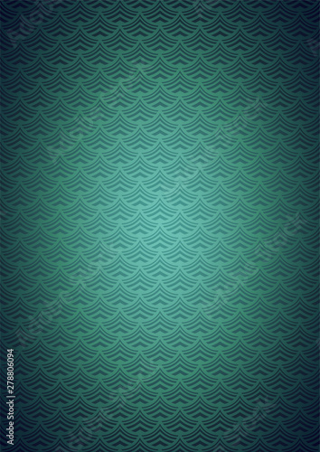Aqua abstract background of green stylized waves of sea or ocean water, with gradient coloring and darkening to the edges. Vector illustration for web banner design and printing
