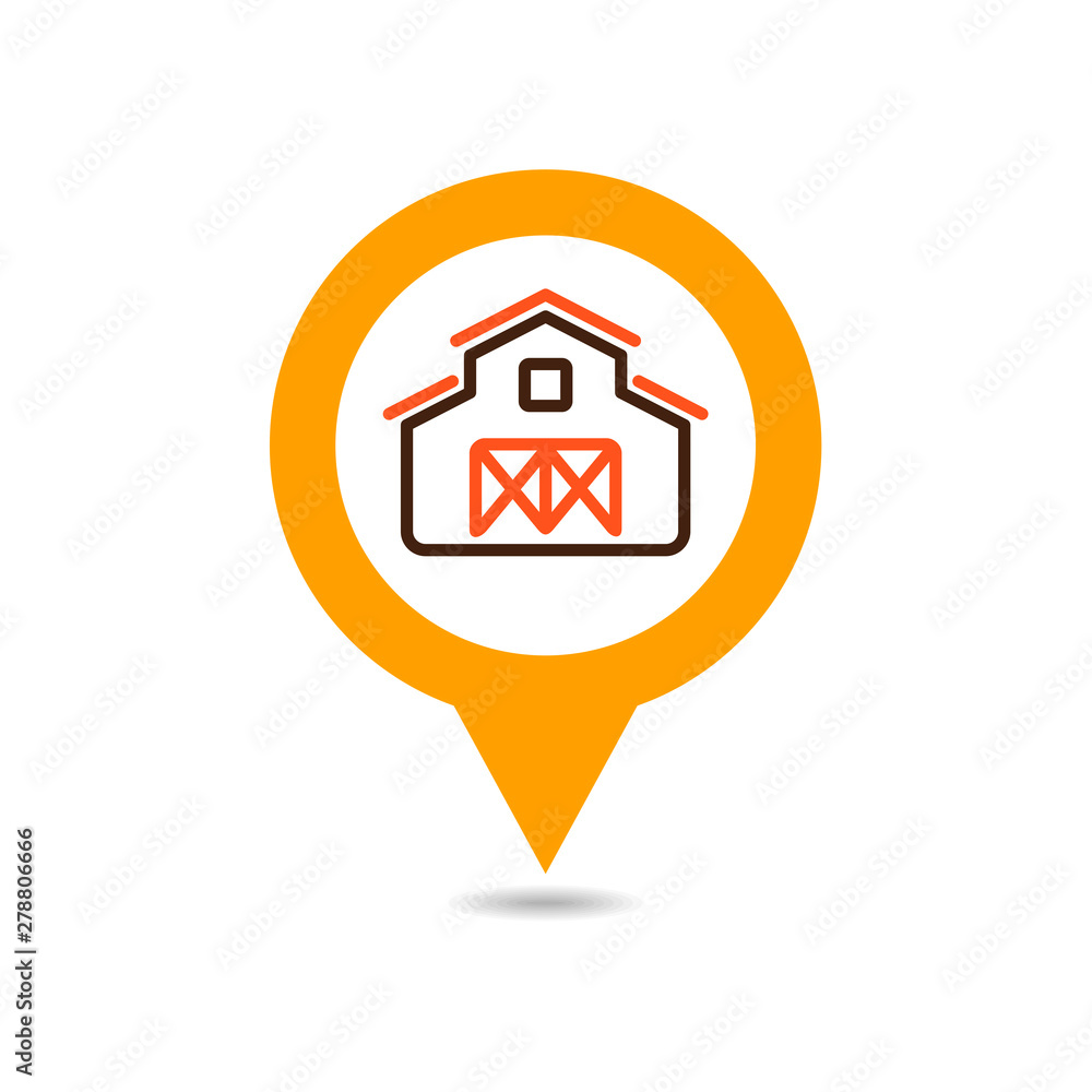 Farm barn vector pin map icon Farm barn vector pin map icon