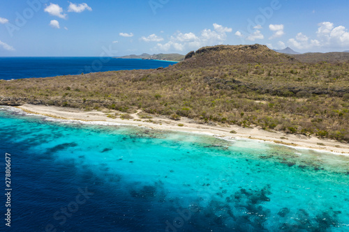 Aerial view over area Playa Largu - Curaçao/Caribbean /Dutch Antilles © NaturePicsFilms