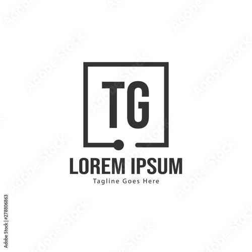 Initial TG logo template with modern frame. Minimalist TG letter logo vector illustration