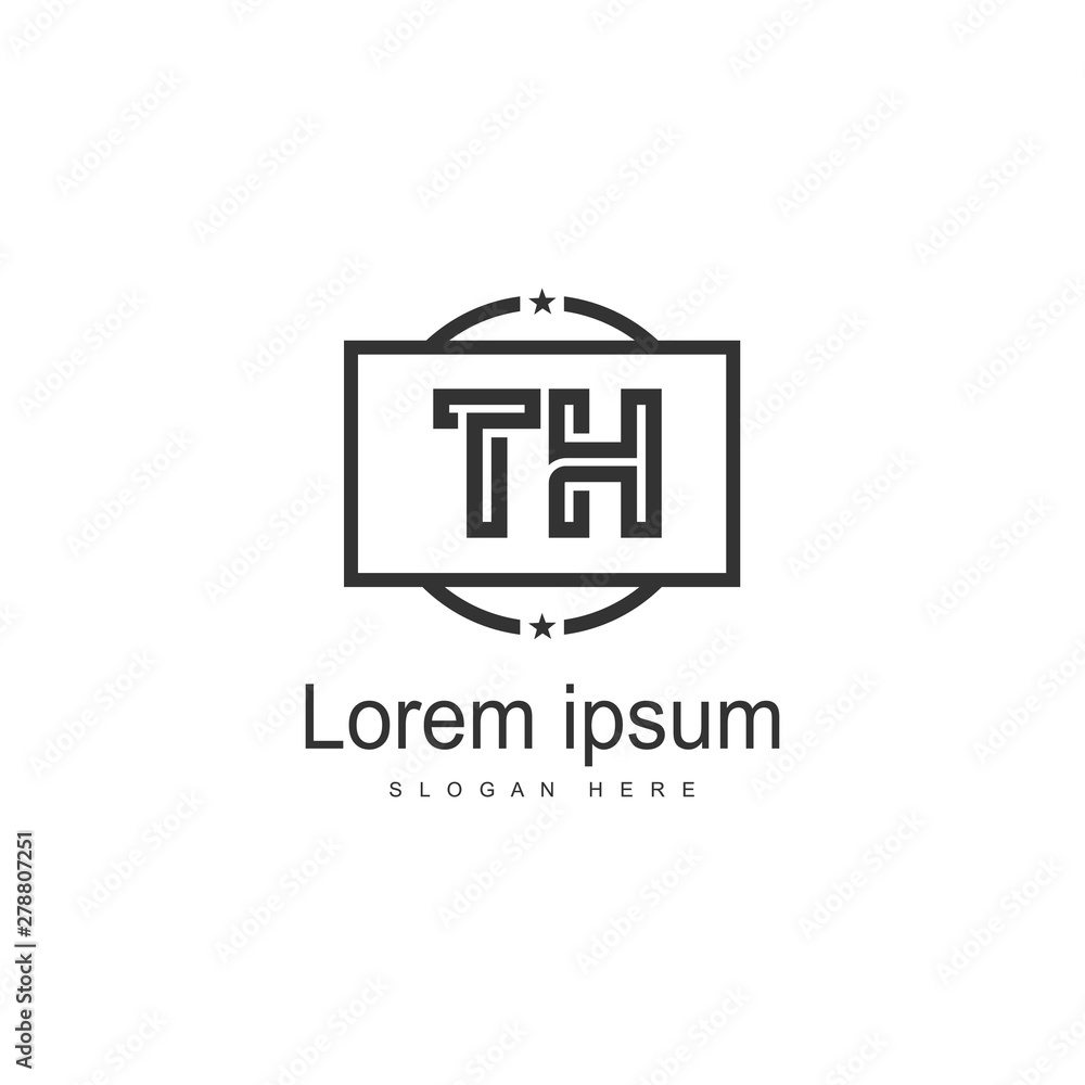 Initial TH logo template with modern frame. Minimalist TH letter logo vector illustration