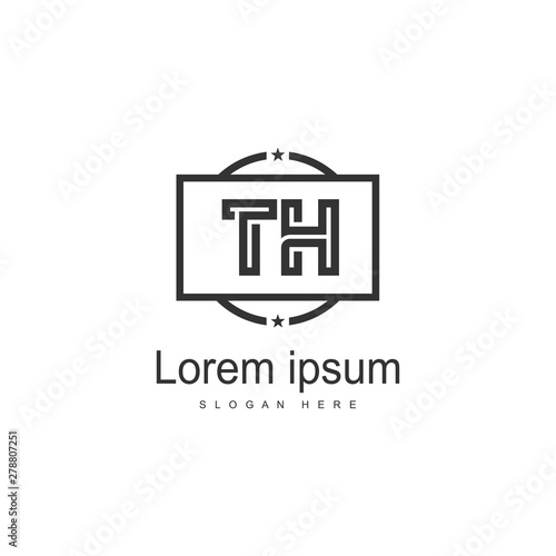 Initial TH logo template with modern frame. Minimalist TH letter logo vector illustration