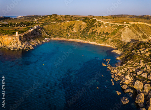 Spectacular view on Malta rocks from drone