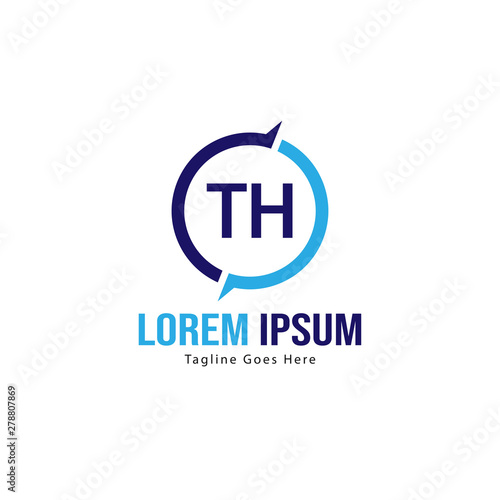 Initial TH logo template with modern frame. Minimalist TH letter logo vector illustration