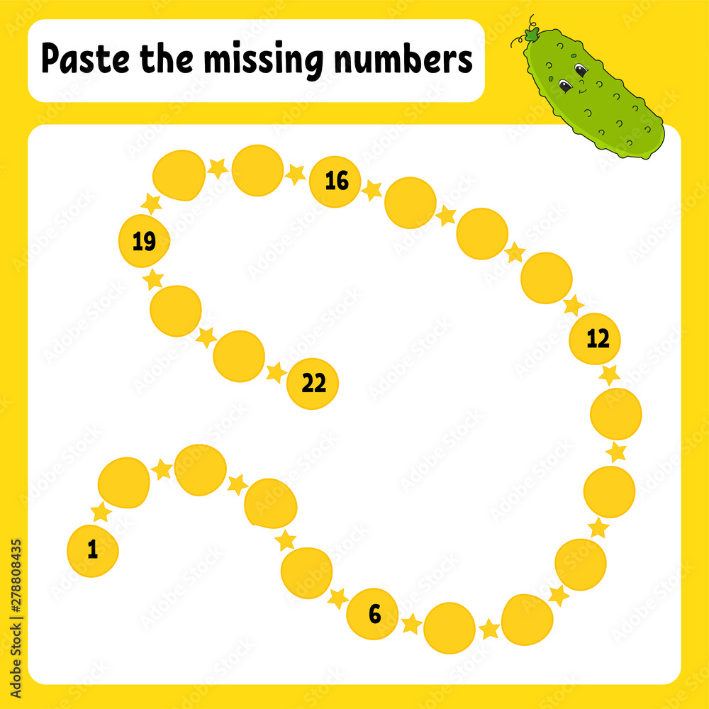 Paste the missing numbers. Handwriting practice. Learning numbers for kids. Education developing worksheet. Activity page. Game for children. Isolated vector illustration in cute cartoon style. Paste the missing numbers. Handwriting practice. Learning numbers for kids. Education developing worksheet. Activity page. Game for children. Isolated vector illustration in cute cartoon style.