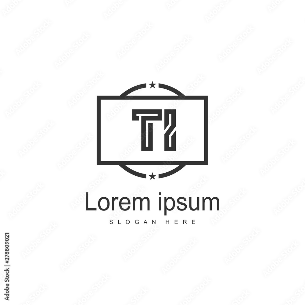 Initial TI logo template with modern frame. Minimalist TI letter logo vector illustration