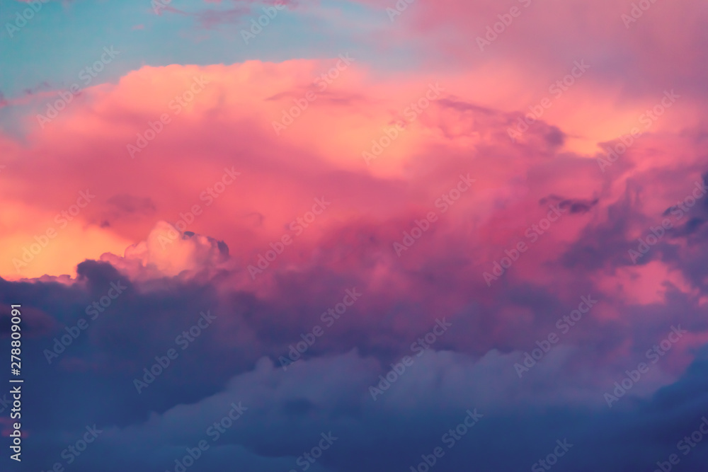 Fototapeta sunset sky with large multi-colored clouds