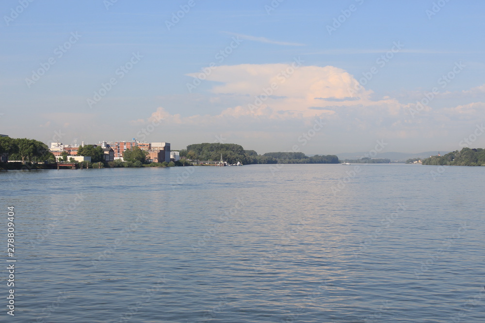 View on Budenheim from Rhine river