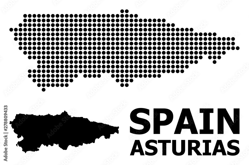Dotted Mosaic Map of Asturias Province
