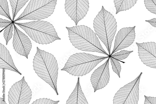 Seamless pattern with chestnut leaves. Vector illustration. 