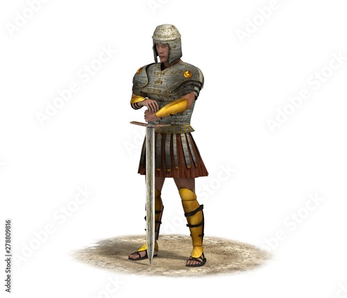 Fotografie 3D rendering, warrior character, illustration