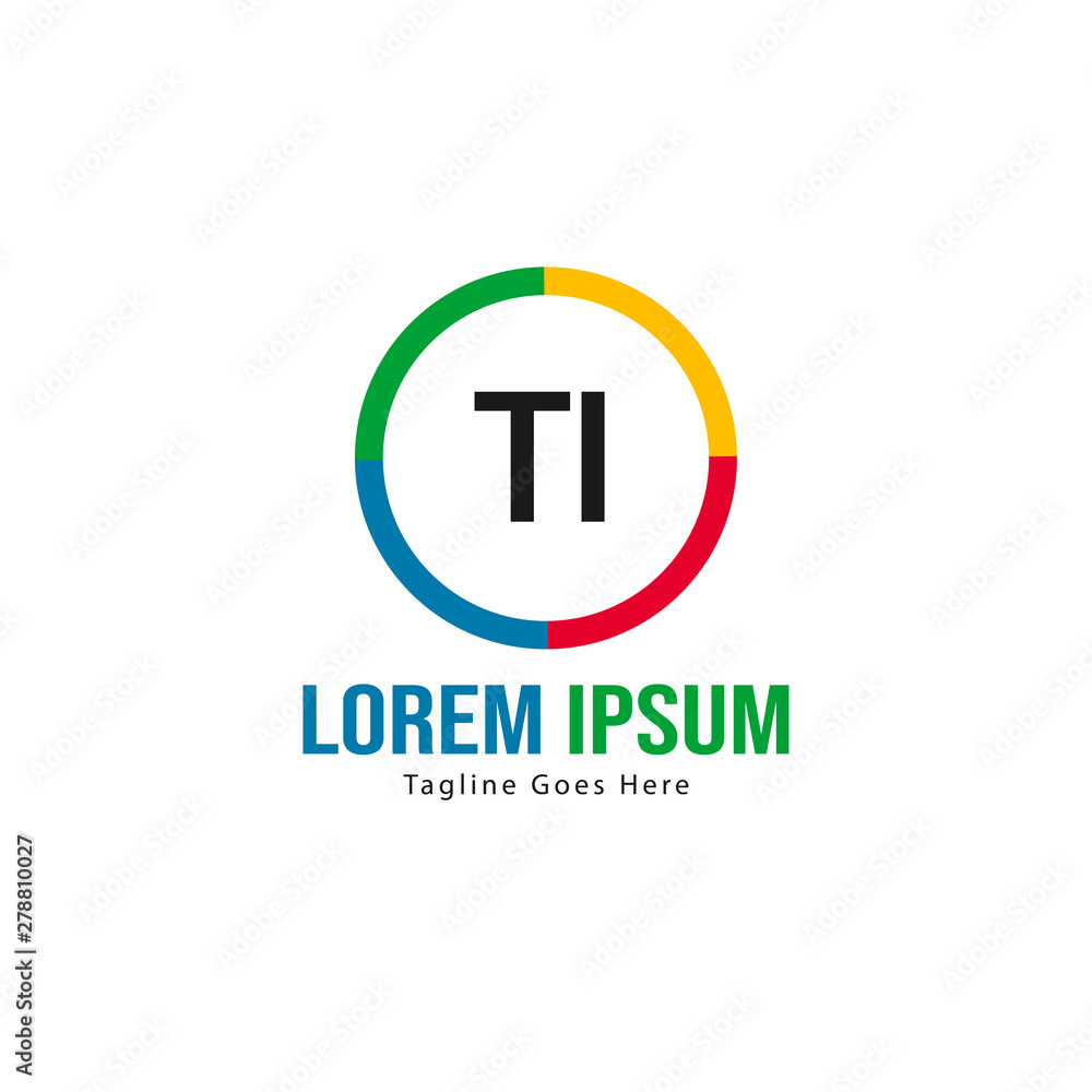 Initial TI logo template with modern frame. Minimalist TI letter logo vector illustration Initial TI logo template with modern frame. Minimalist TI letter logo vector illustration