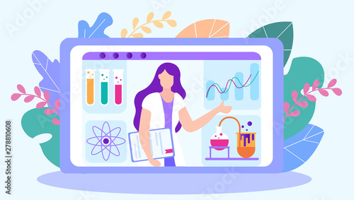 Chemistry Teacher Leads Lesson Online. E-Learning.
