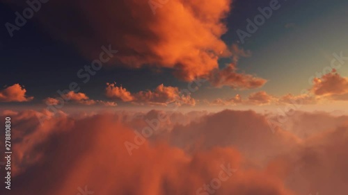 Magical sunset above timelapse clouds photo