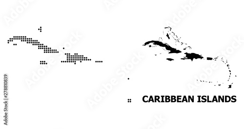 Pixel Mosaic Map of Caribbean Islands