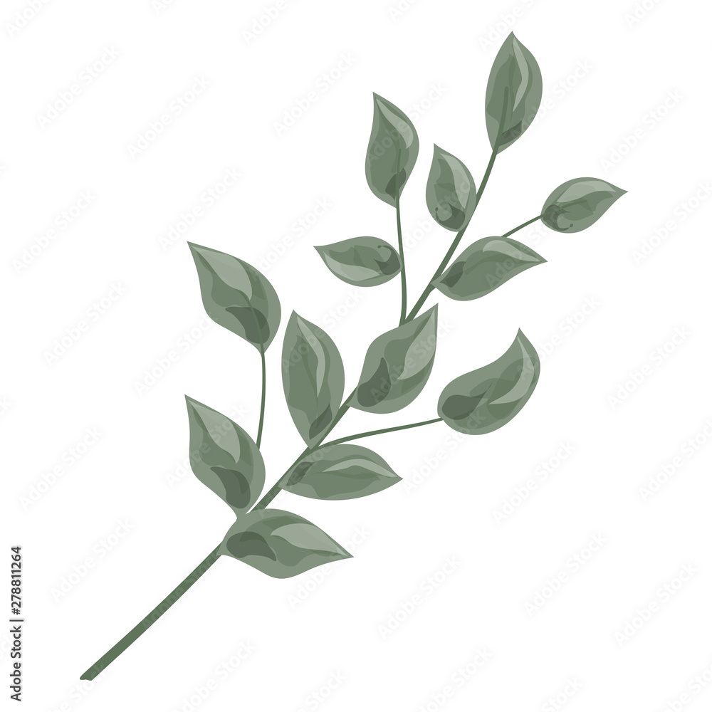 Obraz premium Art watercolor natural leaves elements. Vector illustration.
