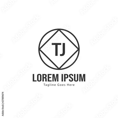 Initial TJ logo template with modern frame. Minimalist TJ letter logo vector illustration