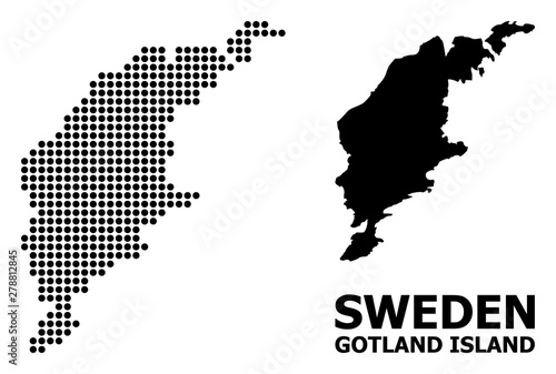 Fotografie Dot Mosaic Map of Gotland Island
