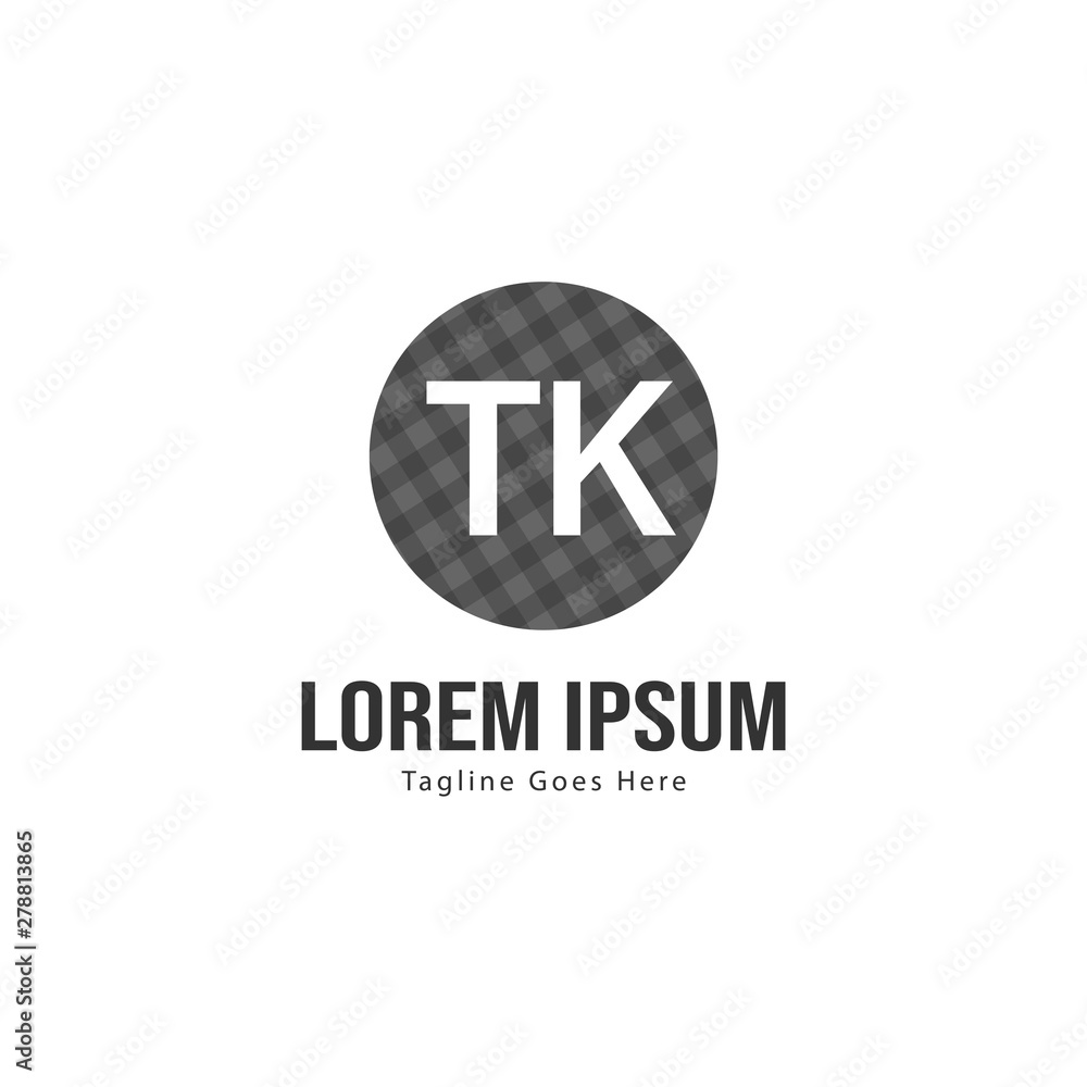 Initial TK logo template with modern frame. Minimalist TK letter logo vector illustration