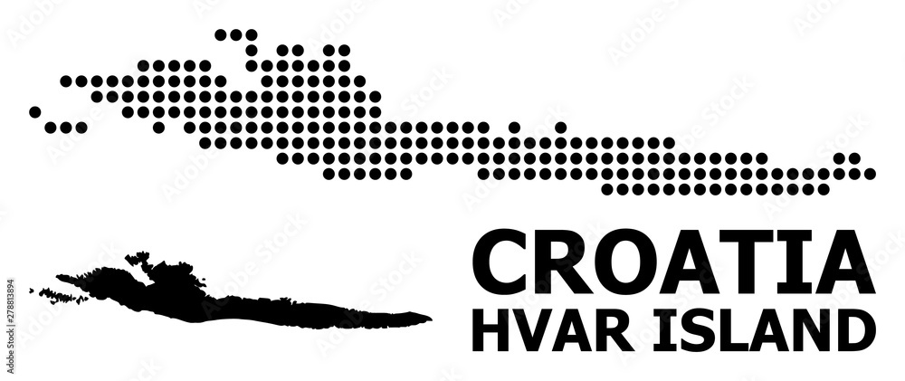 Dotted Mosaic Map of Hvar Island Dotted Mosaic Map of Hvar Island