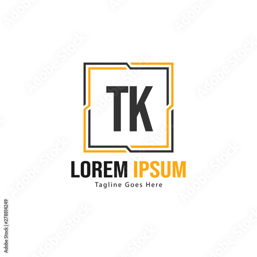 Initial TK logo template with modern frame. Minimalist TK letter logo vector illustration