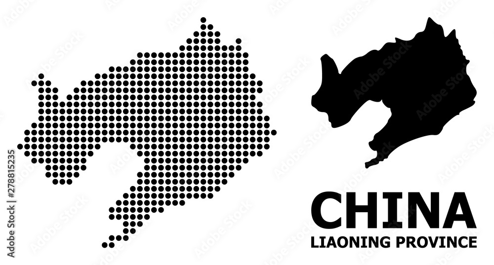 Obraz premium Pixel Mosaic Map of Liaoning Province