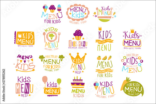 Kids Organic Menu Hand Drawn Banner Set