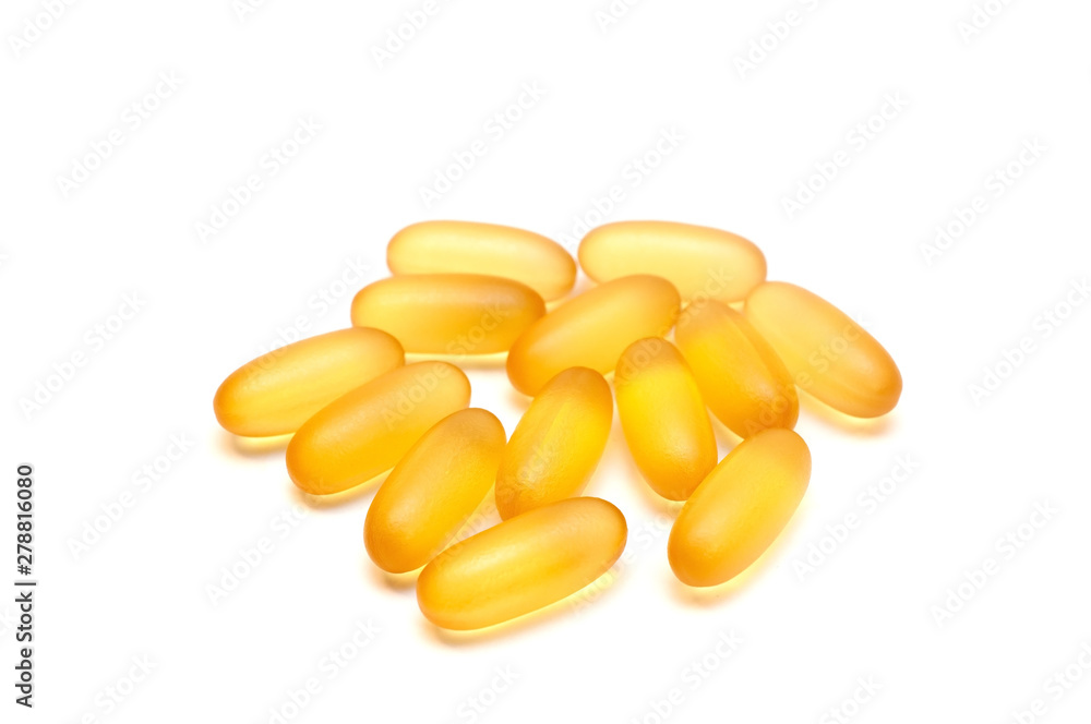 Fototapeta premium The biological fortified food supplement Omega capsules