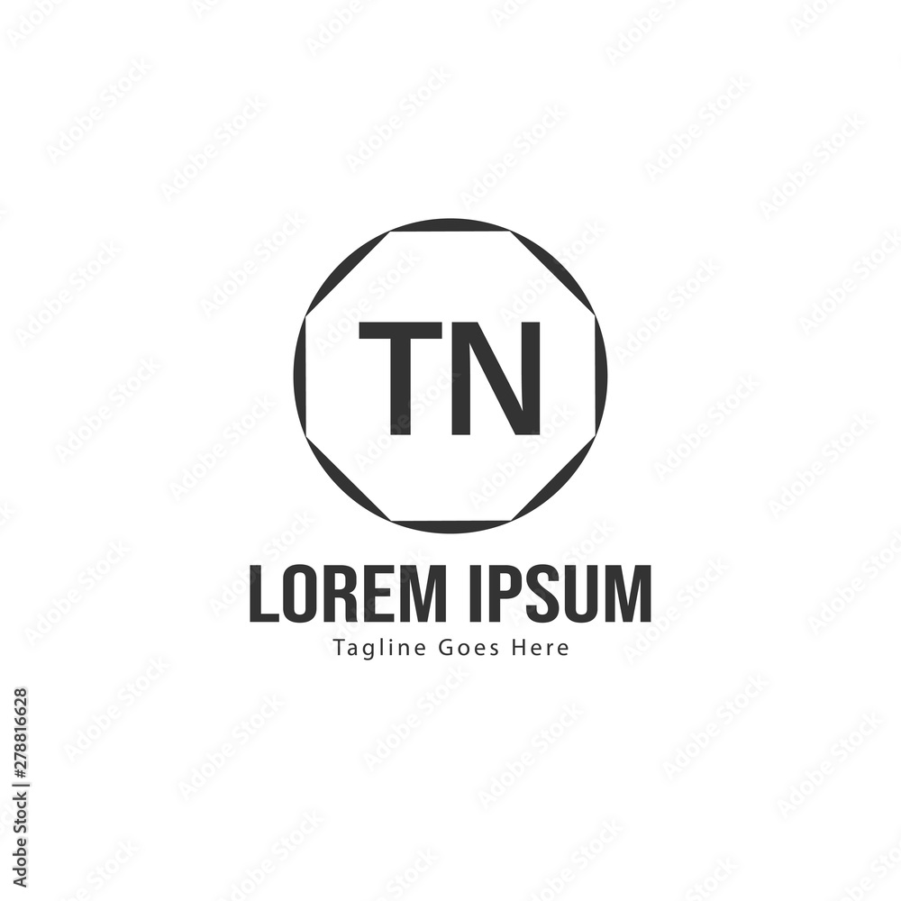 Initial TN logo template with modern frame. Minimalist TN letter logo vector illustration Initial TN logo template with modern frame. Minimalist TN letter logo vector illustration