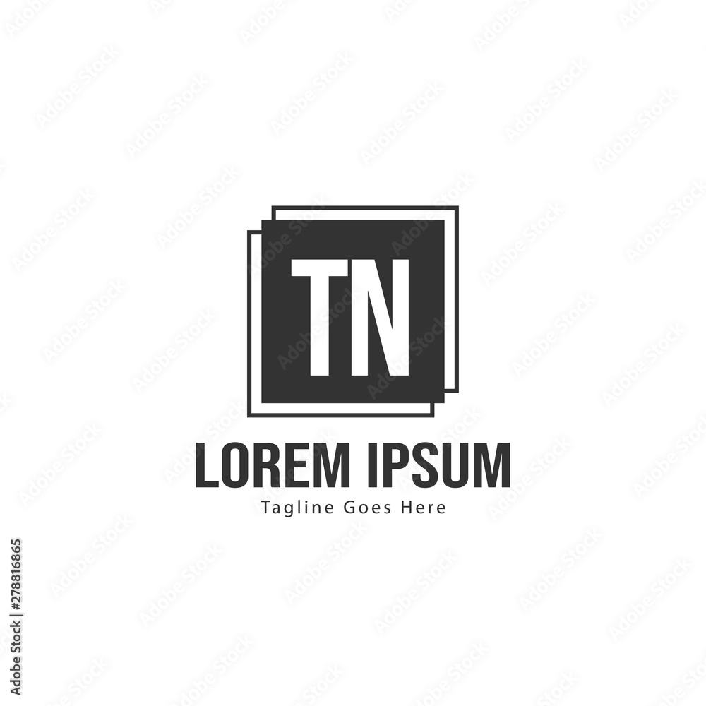 Initial TN logo template with modern frame. Minimalist TN letter logo vector illustration