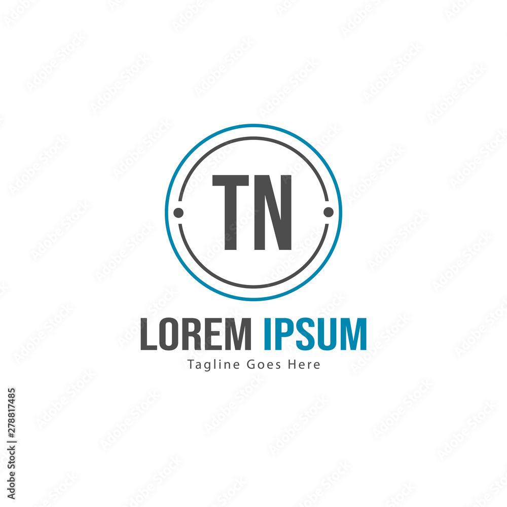 Initial TN logo template with modern frame. Minimalist TN letter logo vector illustration Initial TN logo template with modern frame. Minimalist TN letter logo vector illustration