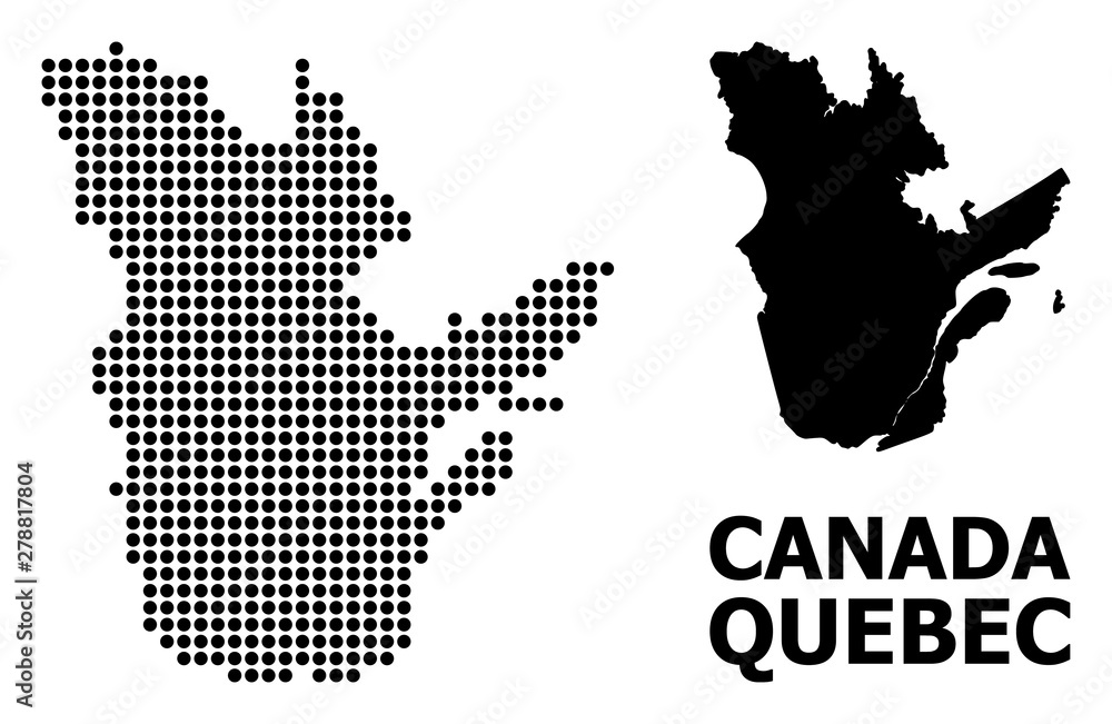 Obraz premium Dotted Mosaic Map of Quebec Province