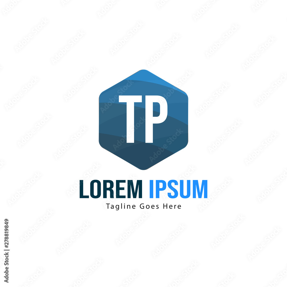 Initial TP logo template with modern frame. Minimalist TP letter logo vector illustration