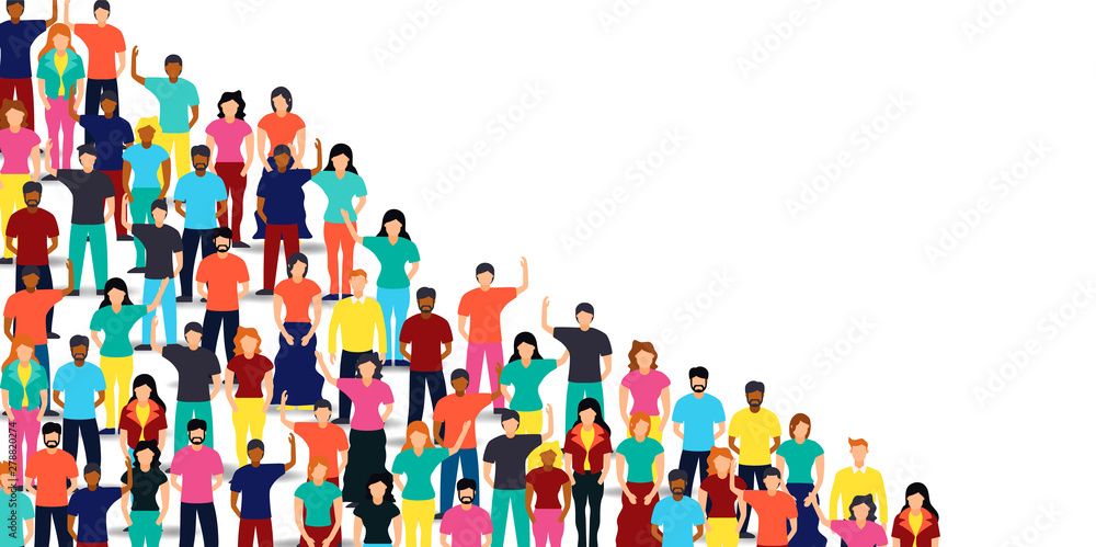Mixed people group on isolated background Mixed people group on isolated background
