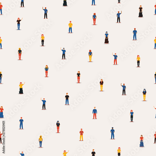 Diverse people group seamless pattern background