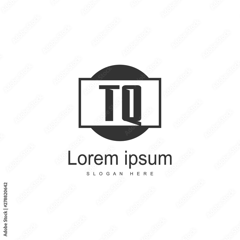 Initial TQ logo template with modern frame. Minimalist TQ letter logo vector illustration
