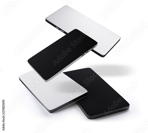 four cell phones 3d-illustr...