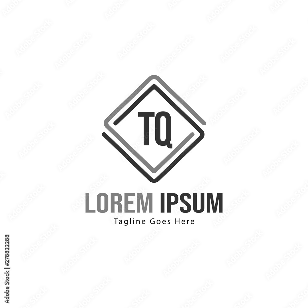 Initial TQ logo template with modern frame. Minimalist TQ letter logo vector illustration