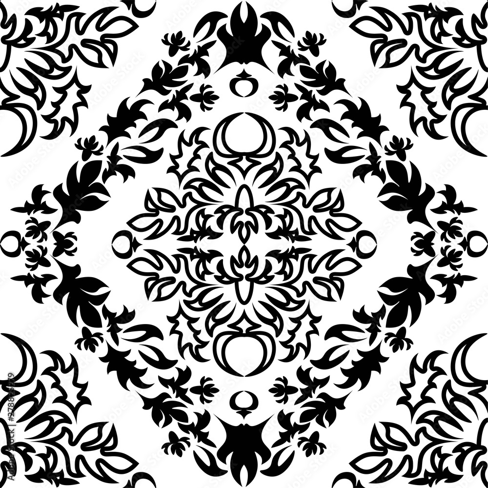 Royal damask pattern for fabric design. Wallpaper baroque, damask.